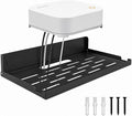 Metal Router Shelf Wall Mount, 14 x 8 Inch Floating Shelf with Cable Hole and Vent Slots, Black WiFi Router Holder for Modem, Cable Box, Game Console, TV Components, Office and Living Room by Unknown