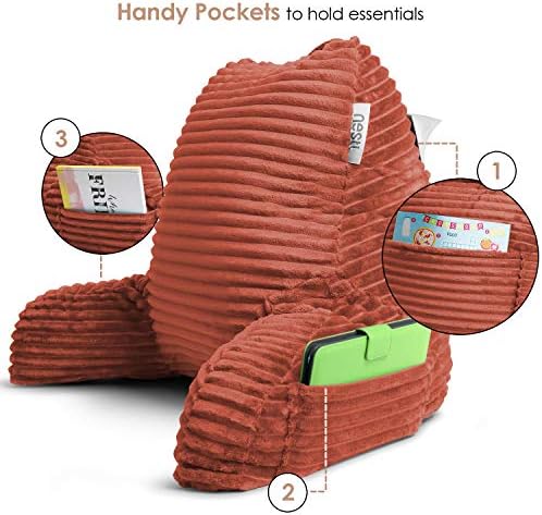Nestl Reading Pillow with Shredded Memory Foam, Luxe Cut Plush Back Pillow for Sitting Up in Bed, Back and Arms Adjustable Support for Adult & Teens, Backrest Pillows with Washable Cover Misty Rose - Image 6