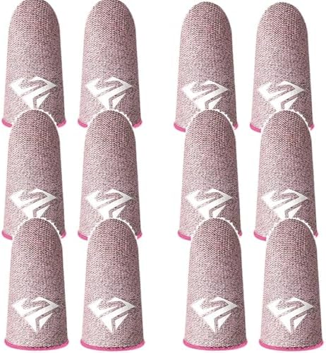 6 Pairs Finger Sleeves for Gaming, Gaming Finger Sleeves, Thumb Sleeves Mobile Gaming Controller, Cell Phone Gaming Finger Sleeves for Mobile Game, Anti Sweat, Breathable (Pink) by Unknown