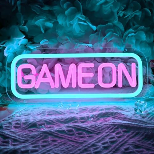 SYLHOME Game On Led Neon Light Sign Game Room Bedroom Man Cave Wall Decor - Image 2