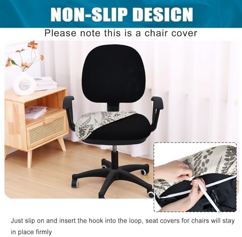 Smiry Stretch Printed Office Computer Desk Chair Seat Covers | Stretch Fit, Soft Fabric Universal Rotating Chair Cover, Washable Removable, Anti-Dust Seat Cushion Protector - Image 3
