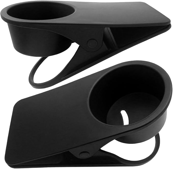 YOY 2 Pack Drink Cup Holder Clip - Table Desk Side Water Glass Beer Bottle Beverage Soda Coffee Mug Holder Cup Saucer Clip Design for Home Office, Black by YOY