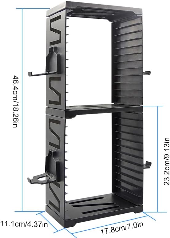 HONCAM Video Game Storage Tower for PS5 PS4 Xbox Nintendo Switch Games, Universal Discs Organizers 24 PCS with 4 Controllers Holder, Disk Box Stand Rack Accessories - Image 4