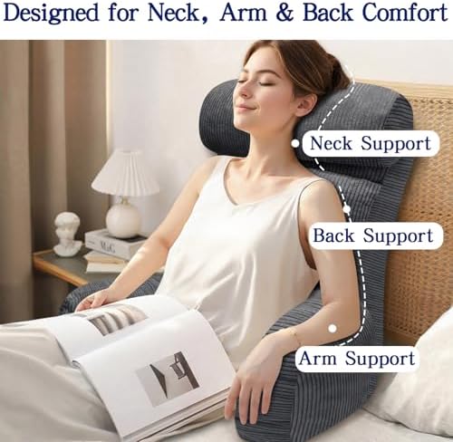 Back Pillow for Bed Sitting Up, Reading Pillow, Extra Large Arm Pillows for Adults for Back Support,Bed Pillow for Sitting up for Watching TV/Gaming/Relaxing - Image 3