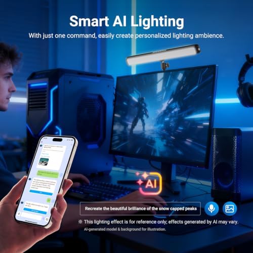 NEEWER Dual Sided RGB LED Streaming Key Light, Smart Desk Lamp Compatible with Alexa Google Assistant for Gaming Video Conference, 16 Million Colors, 2700K-7000K/CRI97+ Studio Tube Lighting, NG01 - Image 6