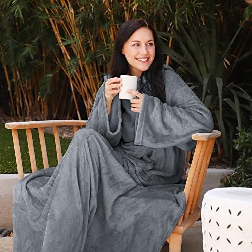 Catalonia Wearable Blanket with Sleeves for Women & Men, Fleece Wrap Throw - Image 3