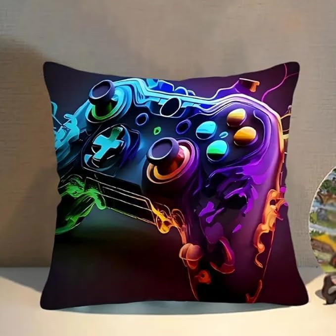 4Pcs Set Gaming Pillow Covers - Washable, Living Room, Playroom 18x18 Pillows Linen Pillowcase Modern Decorative Square Pillowcases for Sofa Couch Bedroom Living Room Car - Image 7