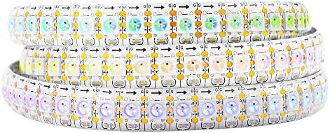 BTF-LIGHTING WS2812B IC RGB LED Strip,UL Listed,Pure Gold Wires,DC5V 3.28FT 144LED 5050SMD,Individually Addressable,Flexible for DIY Chasing Full Color Project,3M Tape,IP65(No Adapter or Controller) by BTF-LIGHTING