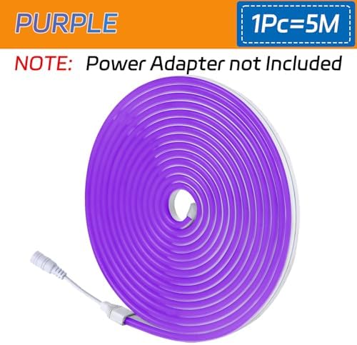 Purple LED Neon Strip Lights 16.4FT/5M Flexible 12V DC Rope Light - Image 6