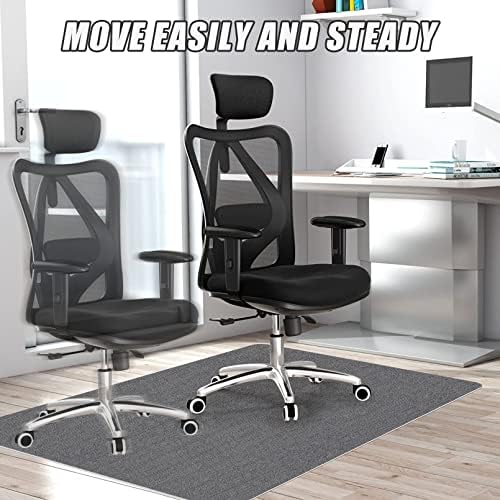 Sycoodeal Office Chair Mat for Hardwood Floor,Office Computer Gaming Chair Mat for Tile Floor,Large Floor Protector Rug,Anti-Slip,Easy to Clean,Grey(48"x36") - Image 5