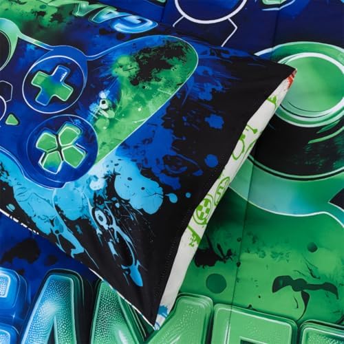 NTBED Game Console Comforter Set for Boys Girls Kids Tie Dye GamingLightweight Microfiber Gamer Bedding Sets (Blue Green, Full 5Pcs) - Image 5