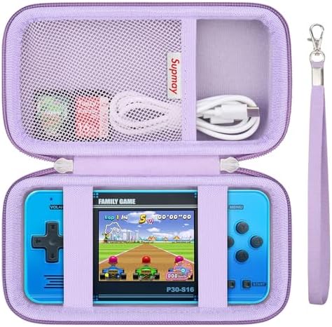 Supmay Carrying Case Compatible with WELLST·G/ for GuaiyeyeAP Handheld Game for Kids -Preloaded 220 Retro Video Games, Portable Gaming Player Storage Holder Travel Bag with Mesh Pocket, Purple by Supmay