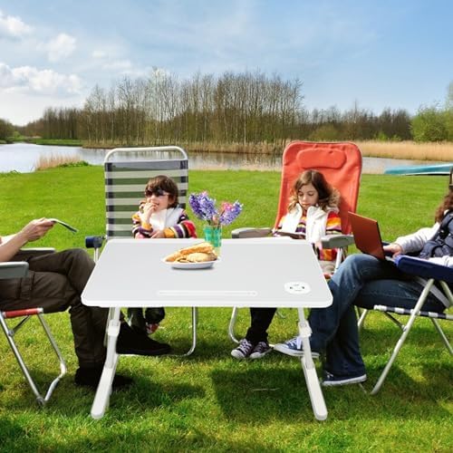Laptop Desk Foldable Bed, Table Folding Breakfast Tray, Adjustable Laptop Bed Table with Heights and Angles, Foldable Table with Storage Drawer Eating, Working, Writing, Gaming, Drawing Grey - Image 7