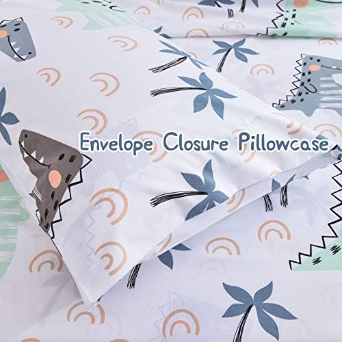 JSD Dinosaur Kids Sheet Set Twin Size, 3 Piece Palm Tree Printed Microfiber Bed Sheets Deep Pocket - Image 5