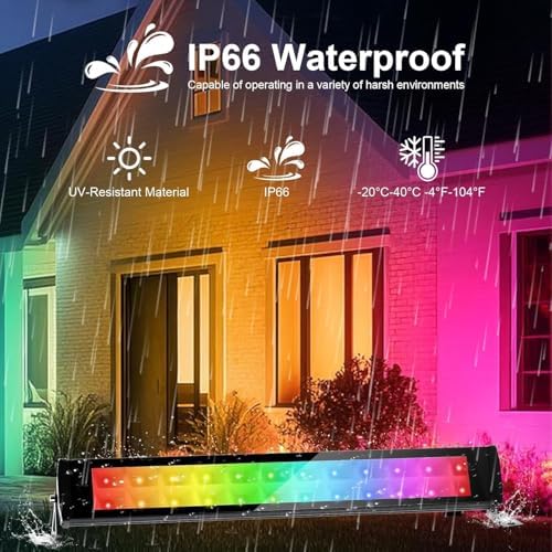 2 Pack 50W 2.4G Remote Control RGB Wall Washer Light with Remote Control & APP Control, for Birthday Party, Garden Lighting, Wall Display, Hotel, Building, Commercial Lighting - Image 6