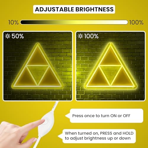 Triforce LED Gaming Neon Sign with Dimmable Lighting Modes for Bedroom, Game Room Decor, Kids Room, Man Cave, Wall Decor and Birthday and Father's Day and Christmas Gift USB Connection - Image 4