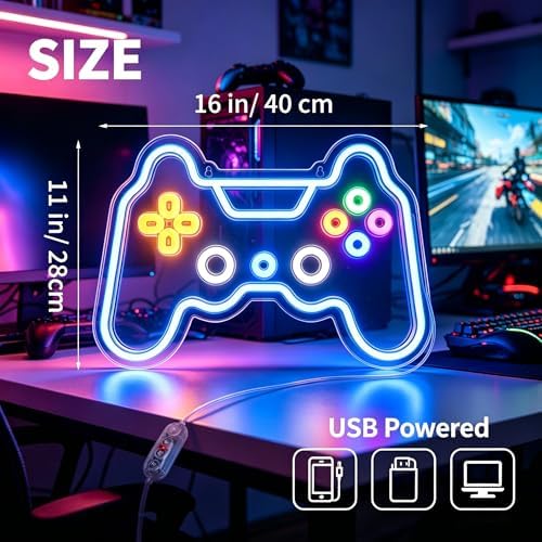 Welltodo Gaming Neon Sign, Motion Sensor Dimmable Gaming LED Lights for Wall Gamer Room Decor, Neon Signs for Boys Bedroom, Cool Gaming Lamp, Perfect Birthday Gifts for Boys Gamers Ideal Party Decoration & for Teen. - Image 3