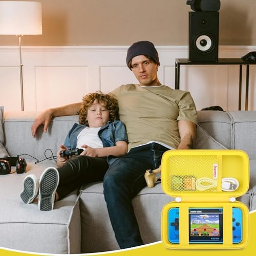 Supmay Carrying Case Compatible with WELLST·G/ for GuaiyeyeAP Handheld Game for Kids -Preloaded 220 Retro Video Games, Portable Gaming Player Storage Holder Travel Bag with Mesh Pocket, Yellow - Image 7