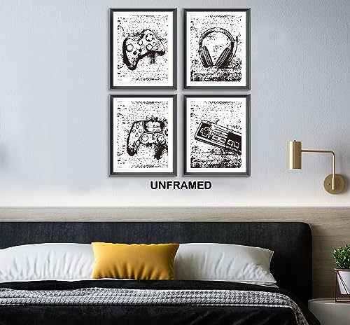 Retro Video Game Gaming Poster Prints for Home Boys Room Playroom Decor,Black And White Video Game Decorations Prints Wall Art Unframed 4pcs 8x10inches,Gift for Gamer Boys Gaming Love (12×16 inc) - Image 4