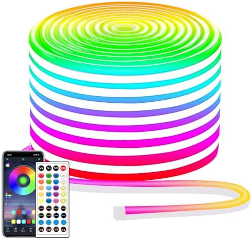 segrass 132FT Neon LED Rope Lights IP65 Waterproof LED Lights for Bedroom Flexible LED Light Strip with Remote/APP Control RGB Lighting Strip for Indoors Outdoors Bedroom Room Home Décor by segrass