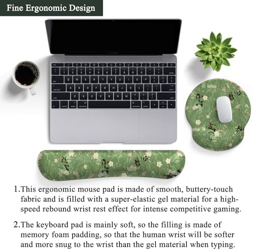 Cute Flower Mouse Pad Wrist Support Ergonomic Green Hide Out Cat, Keyboard Mouse Wrist Rest Non-Slip Gel Anime Kawaii 3D Mouse Pads Wrist Pad,Easy Typing,Pain Relief, Comfortable Computer Mouse Pad. - Image 3