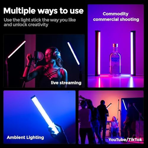 PHOTOOLEX 360°RGB Tube Light, LED Video Light Wand, Magnetic Light Stick - Image 2