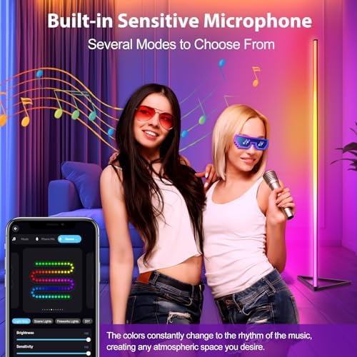 Floor Lamp,16 Million Colors LED Floor Lamps 141 cm Lamps for Living Room with Music Sync,Standing Lamp with App and Remote Control,Gaming Ambient Lighting Corner Lamp Bedroom Decor - Image 4