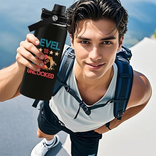 18th Birthday Gifts for Boys, Happy 18th Birthday Gifts for Boys, Vintage 2008 Cheers To 18 Years Tumbler for Son Nephew Brother, Turning 18 Bday Gift for Him for Game Boy Water Bottle 32oz - Image 4