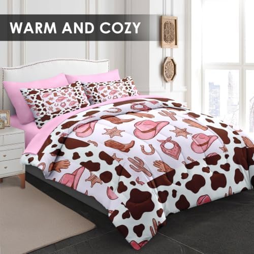 Pamnest Twin Comforter Set with Sheets, 5 Pieces Western Cowgirl Bedding - Image 2