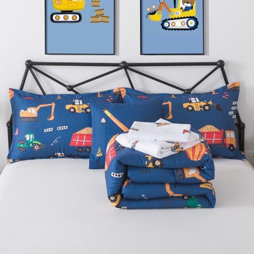 ADASMILE A & S 6 Pcs Construction Bedding Twin Kids Cartoon Truck Comforter - Image 7