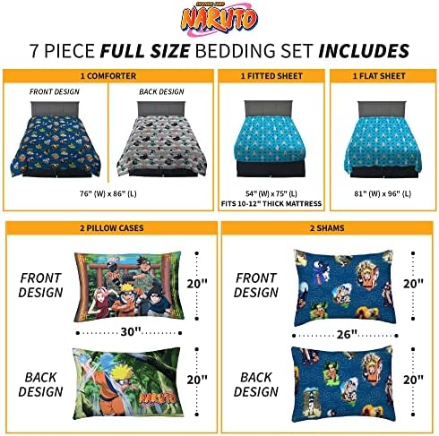 Naruto Anime Bedding Super Soft Comforter and Sheet Set with Sham, 7 Piece Full Size, By Franco - Image 4