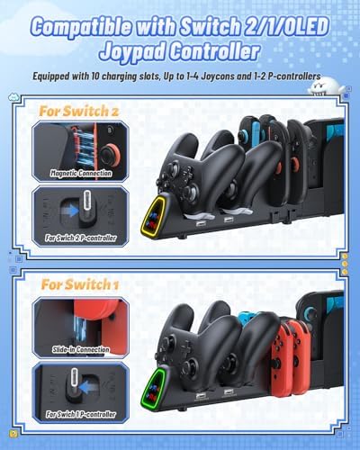 FASTSNAIL Switch Controller Charger for Nintendo Switch 2/1/OLED for JoyCon - Image 3