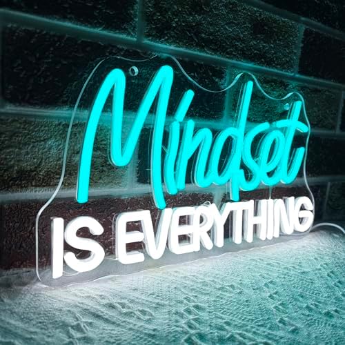 Mutank Mindset Is Everything Neon Sign Wall Decor, Motivational Neon Light USB Powered LED Dimmable, for Classroom Decor Office Gym Library Bedroom Bar Sign(14.1 * 7.8 In) - Image 2