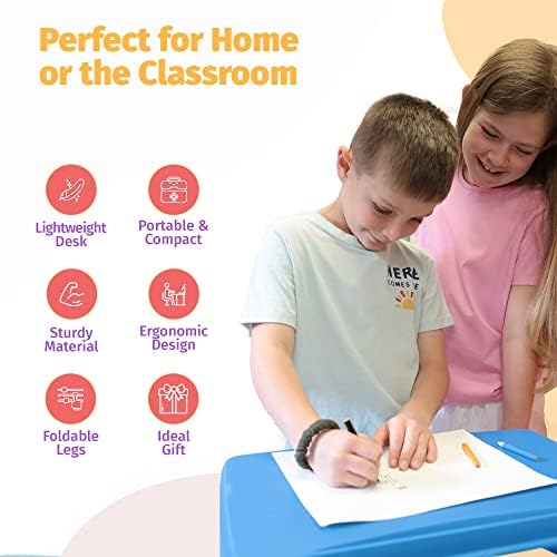 Folding Lap Desk - Foldable Table for Work, Study, Gaming, Arts, Crafts, School - Collapsible Laptop Tray with Storage Compartment - Portable Writing Station for Kids, Adults (Black) - Image 4