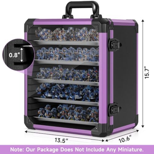 WELIDAY Miniatures Storage Case Miniatures Transport Case Aluminum Alloy Frame with Lock (Large Size) - Image 2