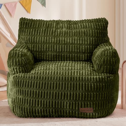 MAXYOYO Kids Bean Bag Chair, Comfy Bean Bag Sofa with Filler | Bean Bag Chair for Boys and Girls, Lazy Sofa with Pocket Floor Chair for Gaming, Reading, Dark Green by MAXYOYO