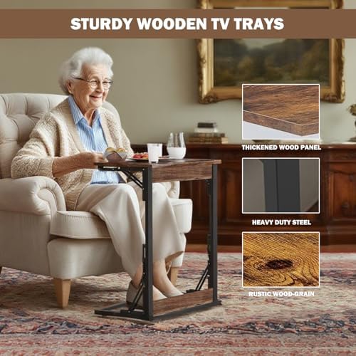 Folding TV Trays Set of 2 , Adjustable Height TV Trays for Eating on Couch - Image 6