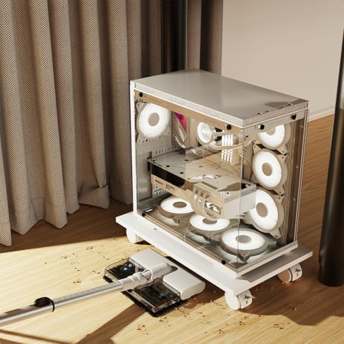 CPU Stand、Mobile CPU Holder、Computer Tower Stand with 4 Caster Wheels Fits for PC、Printer、Most Computer Tower、Office、Home、Planter Caddies、Dog Bowl Stand (White) - Image 3