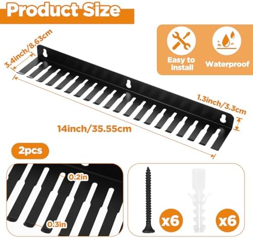 2-Pack Wall Mountable Cable Hanger and Organizer, 19 Slots 5.5-9.5mm Heavy-Gauge Steel Cord Rack with Mounting Screws for Audio/Guitar/XLR Cables, Studio & Office Cord Management - Image 2