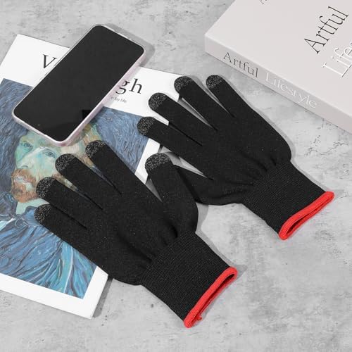 Gaming Gloves for Sweaty Hands, Ultra-Thin Touchscreen Mobile Game Gloves, Anti-Sweat Breathable Finger Sleeve, Non-Slip Silicone Grip for Phone Tablet Gaming, Black Gamer Glove for Streamers - Image 7