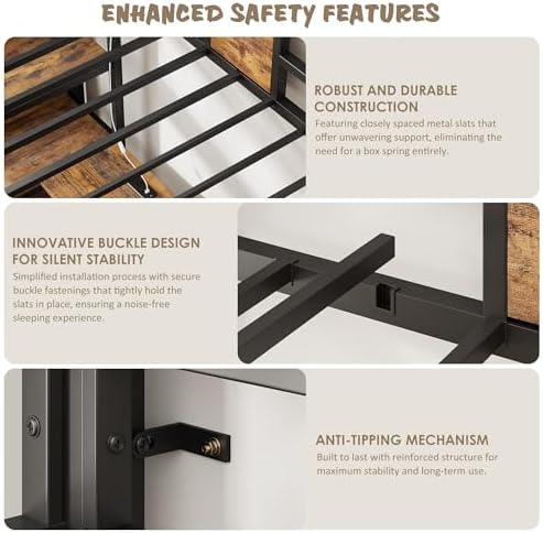 Garvee Twin Loft Bed with Desk and Stairs, Heavy Duty Loft Bed with RGB LED Lights, Charging Station, 3 Fabric Storage Drawers & 2 Open Shelves, No Box Spring Needed-Matte Black - Image 4