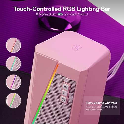 Redragon GS520 Wired 2.0 Channel Stereo Sound Desktop RGB Computer Speakers - Image 4
