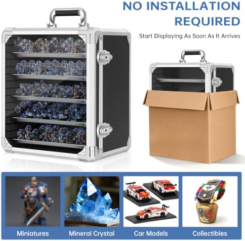 WELIDAY Miniatures Storage Case Miniatures Transport Case Aluminum Alloy Frame with Lock (Large Size) - Image 6