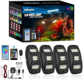 Nilight RGBW LED Rock Lights Kit 4 Pods 22 LEDs Wide Angle Lighting by Nilight