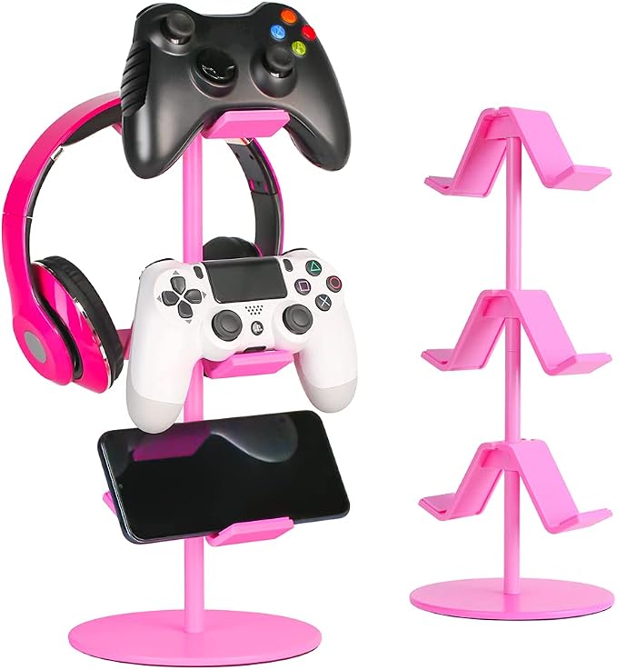 1 Pack Controller Stand Black and 1 Pack Pink Controller Holder for PS4 PS5 Xbox ONE Switch - Image 3