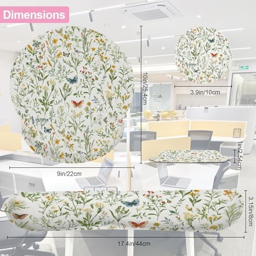 Wildflowers Butterfly Mouse Pad with Wrist Rest and Keyboard Wrist Rest Set, Vintage Garden Plants Herb Flower Non-Slip Rubber Base Memory Foam Mouse Pad Set for Women, Office Desk Accessories, Gaming - Image 5
