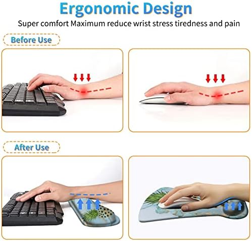 Design Your Own Photo Ergonomic Mouse Pad with Wrist Support Gel Mouse Pads and Upgrade Keyboard Wrist Rest Pad Set, Mouse Pads & Coasters Non-Slip PU Base Mouse Mat for Office Gaming Home - Image 5