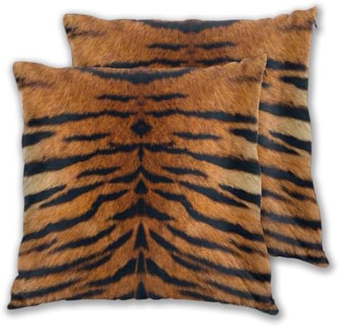 Pillowcase Set of 2 Tiger Animal Texture Throw Pillow Covers Shells for Couch Office Bedroom Home Decoration, 22"X22" by Abucaky