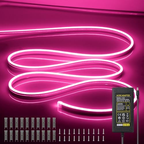 LED Neon Light Strip 16.4FT/5M- Bright, Non-Glaring & Waterproof Neon Rope Lights for Indoor & Outdoor Decor,【Power Adapter Included】 Pink,neon led Strip Lights by OWOFYDRForprofessional