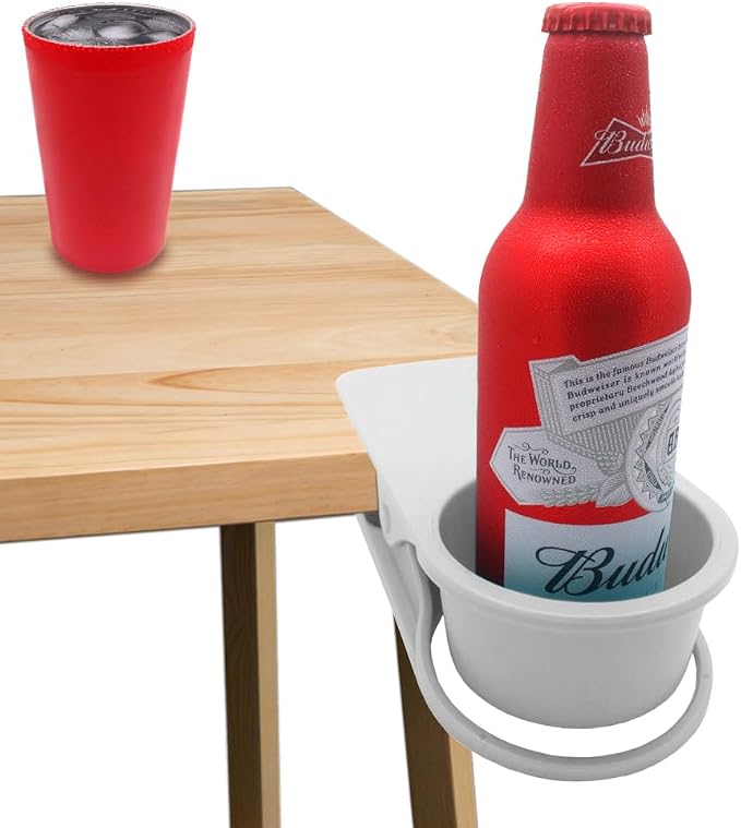 YOY 2 Pack Drink Cup Holder Clip - Table Desk Side Water Glass Beer Bottle Beverage Soda Coffee Mug Holder Cup Saucer Clip Design for Home Office, White - Image 5